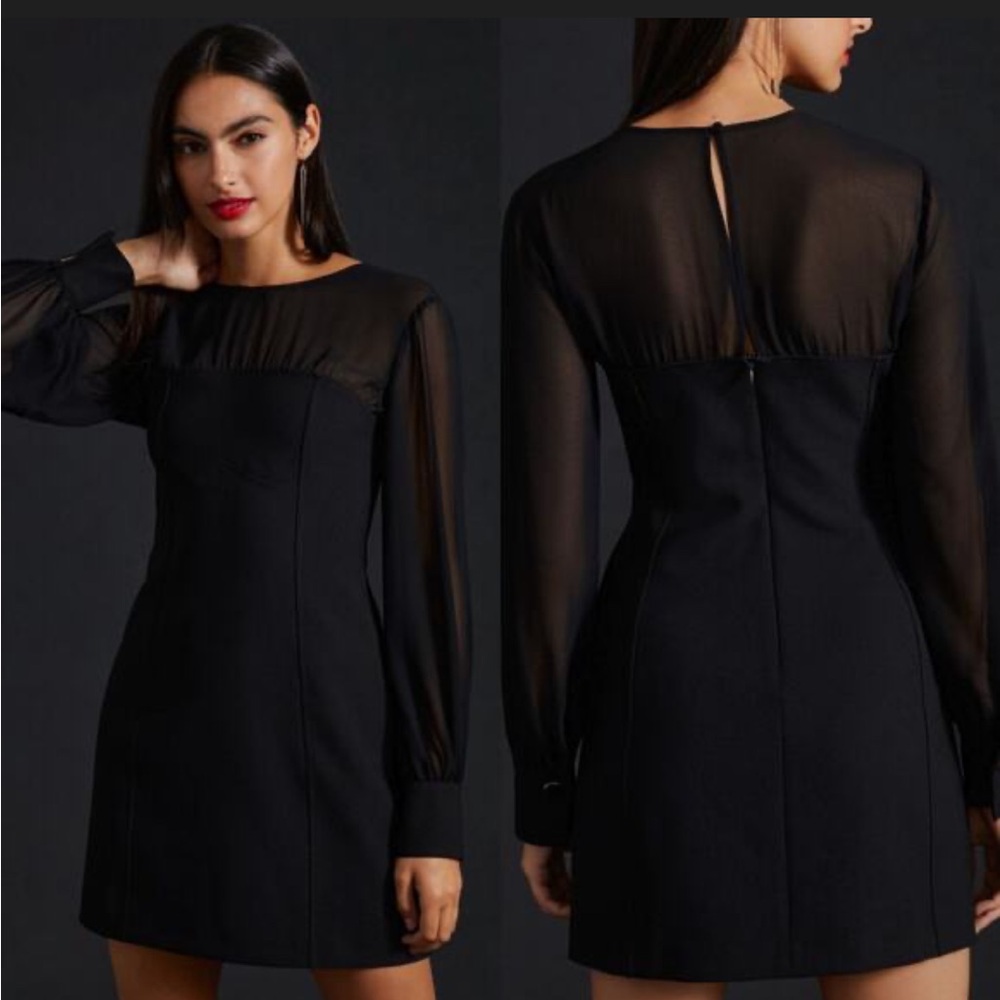 Anthropologie Maeve Black Long Sleeve Dress